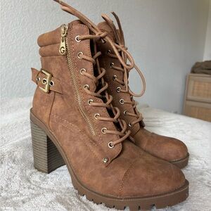 G by Guess Brown Lace Up Boots with Rugged Design